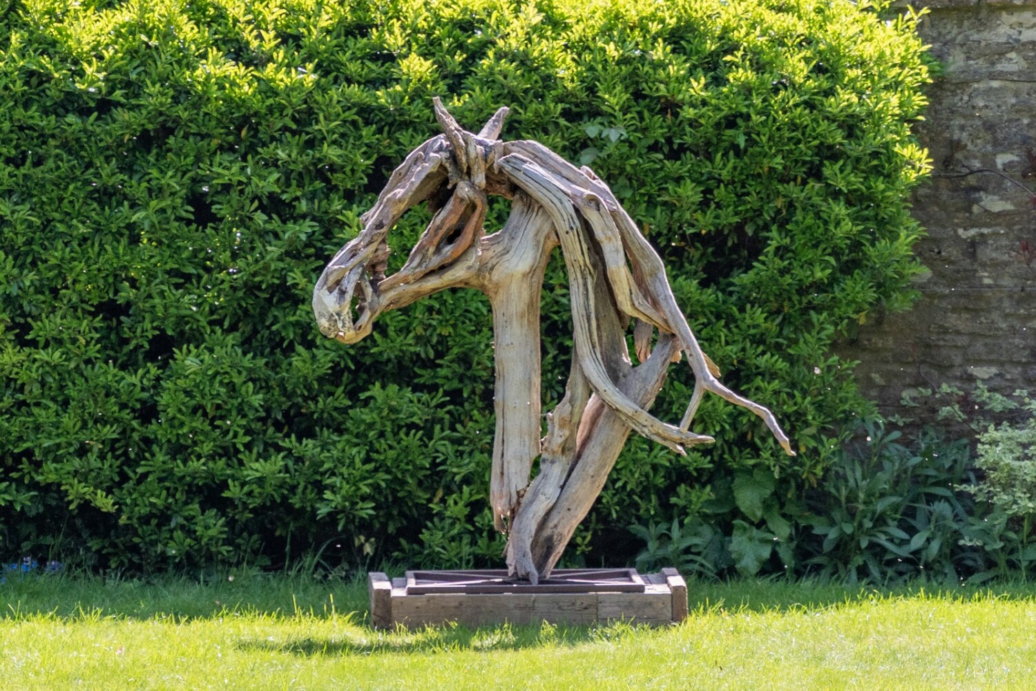 Driftwood sculpture of a horse head by Heather Jansch