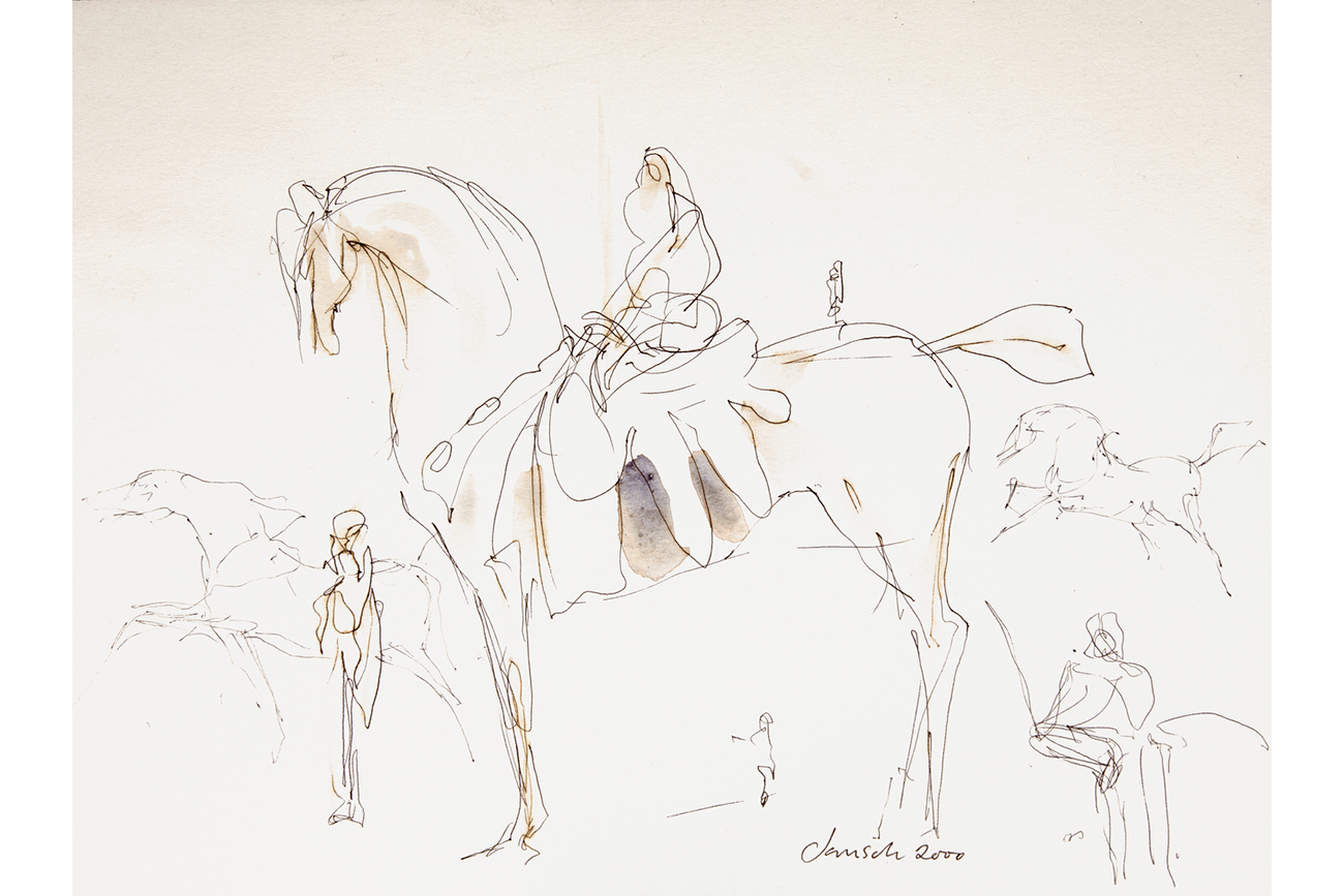 Horse and Rider-Drawing - © Heather Jansch. All Rights Reserved.